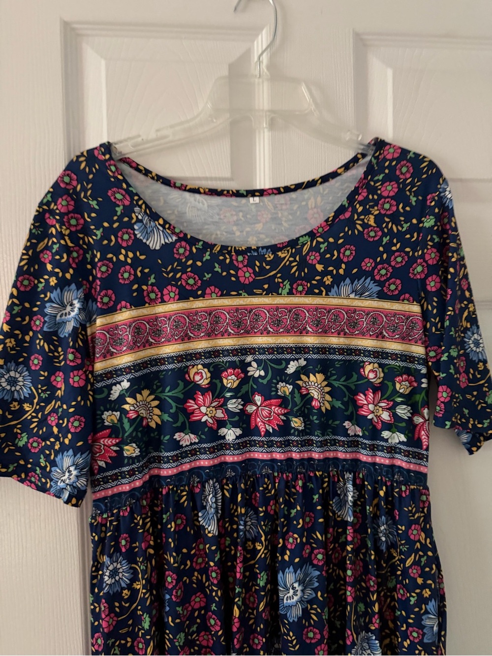 Floral Navy Short-Sleeve Women's dress